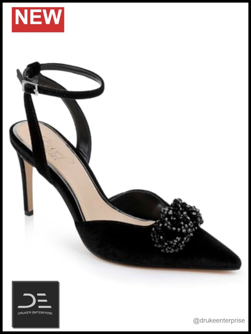 Jewel Badgley Mischka Tailynn Velvet Stiletto Heels Pointed Toe Pump
